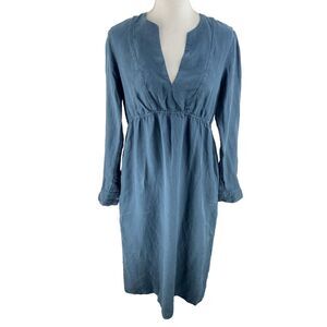 James Perse Womens Size 2 M Empire Seam Open Front Dress Long‎ Sleeve Midi Linen